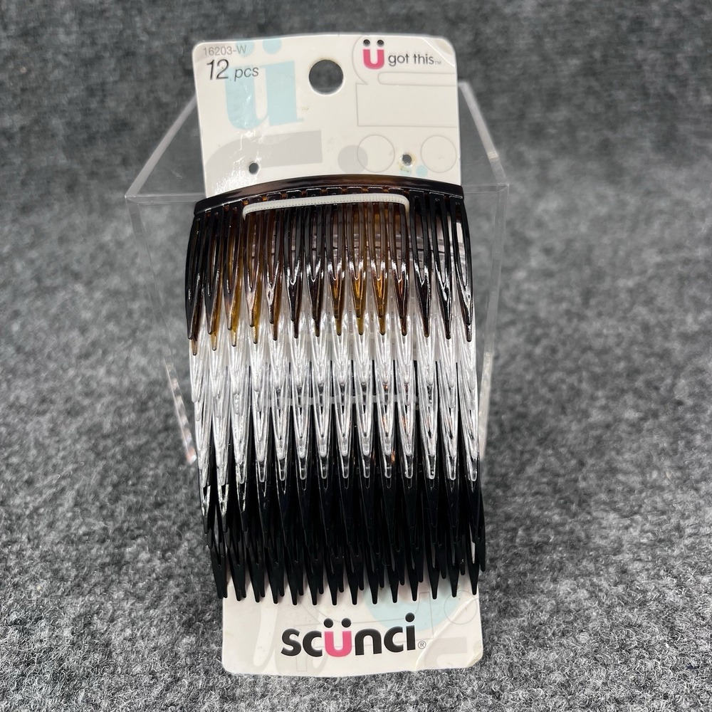 Scunci Plastic Side Hair Combs, Black, Clear, and Shell 2014 10 Count